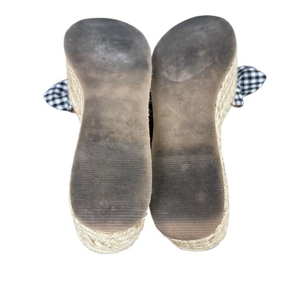 Steve Madden Union Black Gingham Plaid Platform Wedge Espadrille Sandals sz 10 - Picture 16 of 16